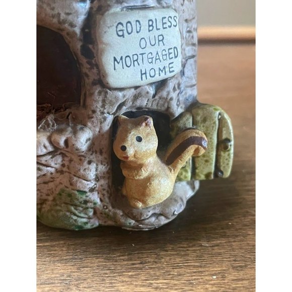 Vintage Enesco Bank Squirrel Tree House Mortgaged Home-Nature - Picture 2 of 9